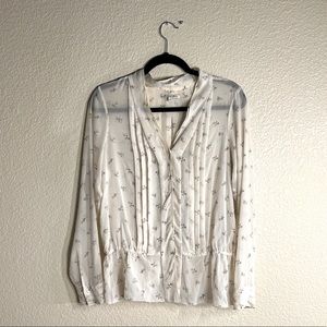 Floral print sheer button down top - Anthropologie by Broadway and Broome size:M